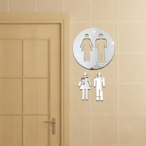 Kit autocollant mural miroir acrylique 3D WC salle de bain porte panneau decoration