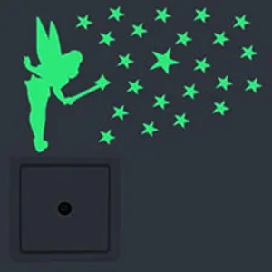 Glow in the dark fairy and stars wall sticker for home bedroom switch decor luminous decal