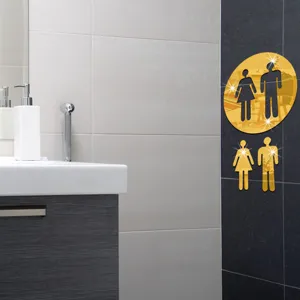 Sticker mural de toilette en acrylique 3D panneau de WC pour salle de bain bureau homme et femme