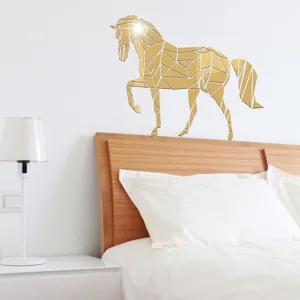 Geometric horse acrylic mirror wall sticker for bedroom background wall decor detail