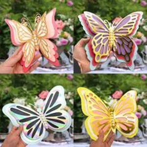Details of 3D hollow butterfly wall stickers, multi-layer paper decor for home.