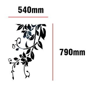 Sticker mural miroir cristal motif fleur et vigne en acrylique, déco 3D salon chambre.