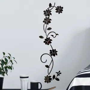 3D Acryl Blumen Rebe Kristall Spiegel Wandaufkleber Entfernbarer Art Aufkleber Für Wohnzimmer Schlafzimmer Heimdekoration
