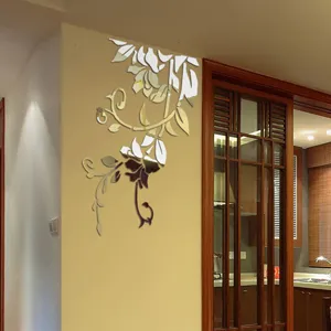 Stickers muraux miroir acrylique 3D vigne florale deco interieure salon et chambre