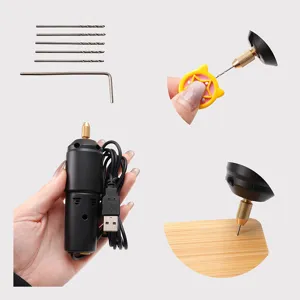 Mini taladro de mano electrico para manualidades de resina, herramienta de microperforacion USB.