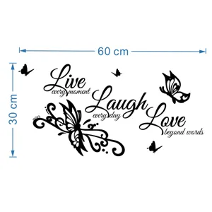 Acrylic butterfly English wall sticker, inspirational quotes home decor, self-adhesive.
