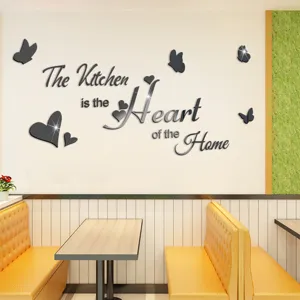 Acrylic mirror wall sticker for kitchen home decor, waterproof DIY quote wall art decals