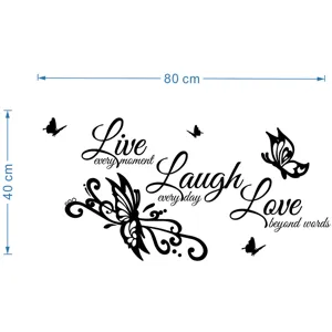 DIY acrylic butterfly English quote wall stickers for home decor 80x40cm self-adhesive