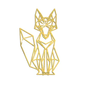Detailaufnahme des goldenen geometrischen Fuchs Acryl Spiegel Wandaufklebers für moderne Deko.