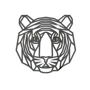 Geometrischer Tiger Acryl Spiegel Wandaufkleber Detailansicht der dekorativen glänzenden Oberfläche.