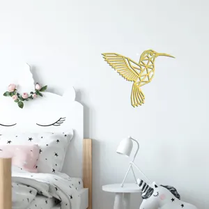 Geometrischer Kolibri Acryl Spiegel Wandaufkleber, goldene Tier Heimdeko für Kinderzimmer.