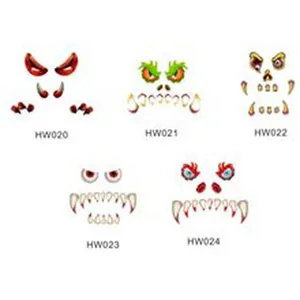 Spooky monster eyes and teeth wall stickers detail view, fun Halloween decor for kids rooms.