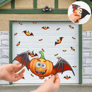 Halloween garage door sticker funny pumpkin bat waterproof holiday wall decor decal outdoor