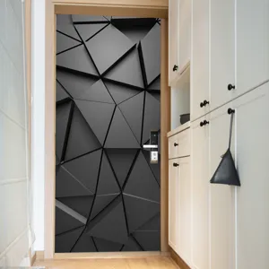3D geometric door sticker dark polygon wallpaper self adhesive vinyl home decor mural