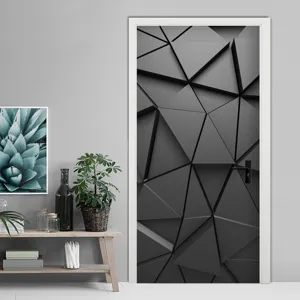 3d geometric door sticker modern dark grey wallpaper self adhesive wardrobe home decor style
