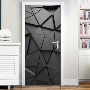 3D geometric polygon door sticker self adhesive waterproof door mural for home bedroom decor