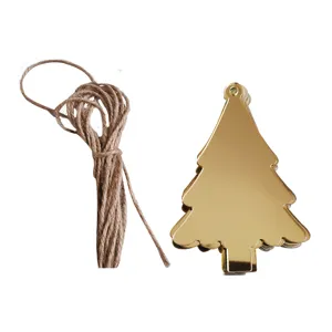 Gold acrylic mirror Christmas tree decorative wall stickers with hemp rope for holiday decor