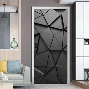 3d geometric door sticker self adhesive wallpaper modern gray triangle mural for home decor