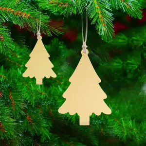 Christmas Tree Acrylic Mirror Wall Stickers Double Sided Gold Silver Hanging Ornaments With Hemp Rope Holiday Decor