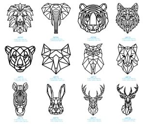 Geometrische dieren muursticker acryl spiegel decoratie met verschillende ontwerpen.