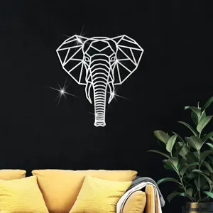 Geometrischer Elefant Wandspiegel Aufkleber Szenendetail mit modernem Wohndesign.