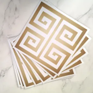 Adesivi per piastrelle oro con motivo greco, decorazioni per pareti e pavimenti in marmo.