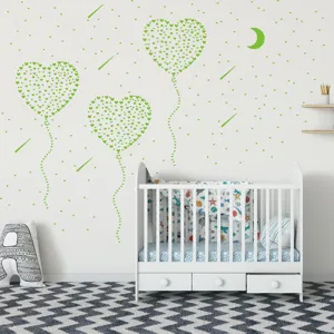 Stickers muraux lueur coeur lune autocollants phosphorescents pour chambre d'enfant decoration