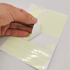 Feuille d'autocollants muraux carrés fluorescents lumineux vue de détail produit