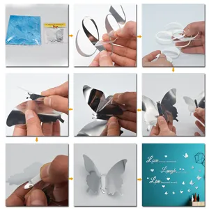 3D butterfly mirror wall stickers acrylic self-adhesive home decor for living room bedroom