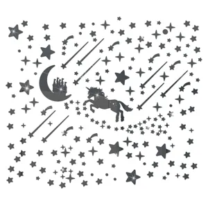 Adesivo murale specchio acrilico castello unicorno, decorazione stella luna per bambini.