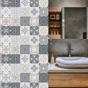 Carrelage rétro autocollant pour cuisine et bain, sticker mural imperméable au motif géométrique.