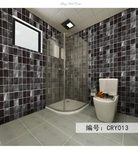 Adesivo per piastrelle in cristallo a mosaico scuro per decorazione pareti del bagno.