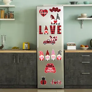 Autocollants aimants de réfrigérateur de Saint-Valentin, gnomes et cœur