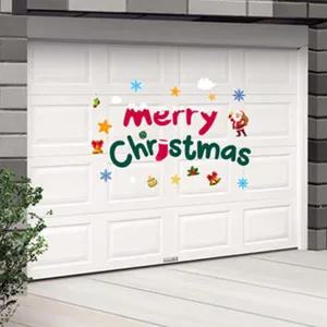 Christmas garage door sticker decoration with festive letters and cute holiday graphic elements.