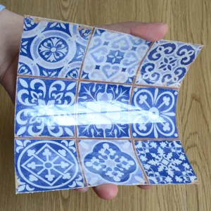 Pegatinas de azulejos marroquies azules y blancas impermeables decoracion de cocina 3D