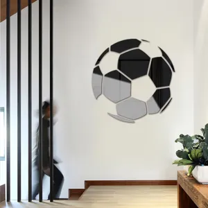 Mirror acrylic soccer wall sticker detail view showing modern interior decor style for kids room.