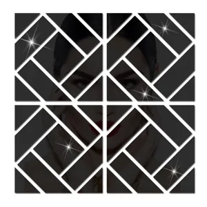 3D geometric puzzle mirror acrylic wall sticker, self-adhesive crystal wall decor for home