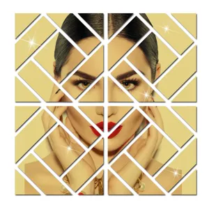 3D geometric acrylic mirror wall sticker, decorative mosaic tile for modern home living room.