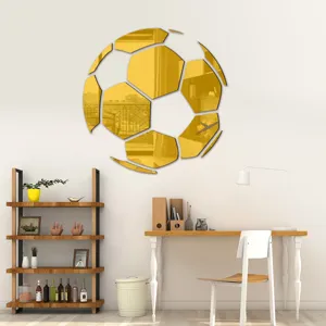 Gold mirror acrylic football wall sticker DIY set, perfect for kid room modern home decor.