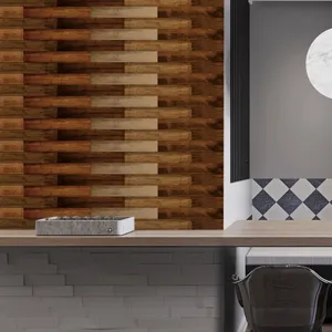 3D wood grain wall sticker waterproof self adhesive tile wallpaper for home interior decor.