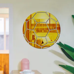 Acrylic soccer mirror wall sticker gold DIY geometric wall decor for kids room home