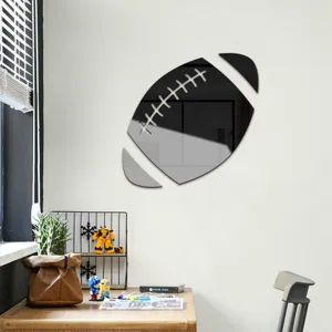 Mirror acrylic football wall sticker DIY rugby wall decal for kids bedroom decor.