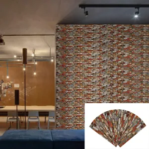 3D retro brick pattern wall sticker and tile sticker for home DIY interior decoration and renovation.