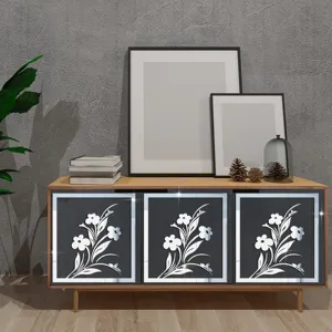 Akryl Spiegel Wandaufkleber Blumenmuster Selbstklebend Schrank Heimdekoration Wasserdicht Wandkunst Abziehbild