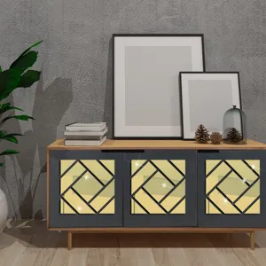 3D geometric acrylic mirror wall sticker, DIY mosaic wall decor for living room, gold home.