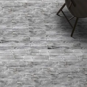 Grey wood grain tile sticker self adhesive waterproof PVC flooring wall decor home DIY.