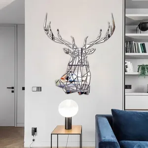 Geometric deer head acrylic mirror wall stickers self-adhesive home decor details