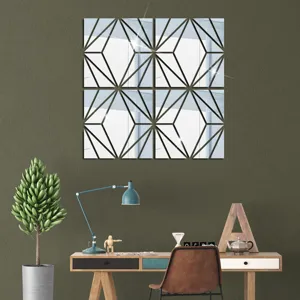 3D geometrische acryl spiegel muursticker, moderne decoratieve spiegeltegels voor thuis.