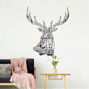Acrylic geometric deer head wall mirror sticker modern DIY home decor 3D wall art decals