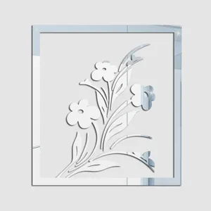 Acryl Spiegel Blumen Wandaufkleber Detailansicht, reflektierender Aufkleber für Möbel.